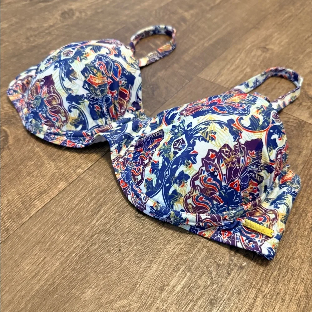 Nicole Miller Underwire Bikini Top Floral Paisley Print Size 8 - Picture 2 of 5